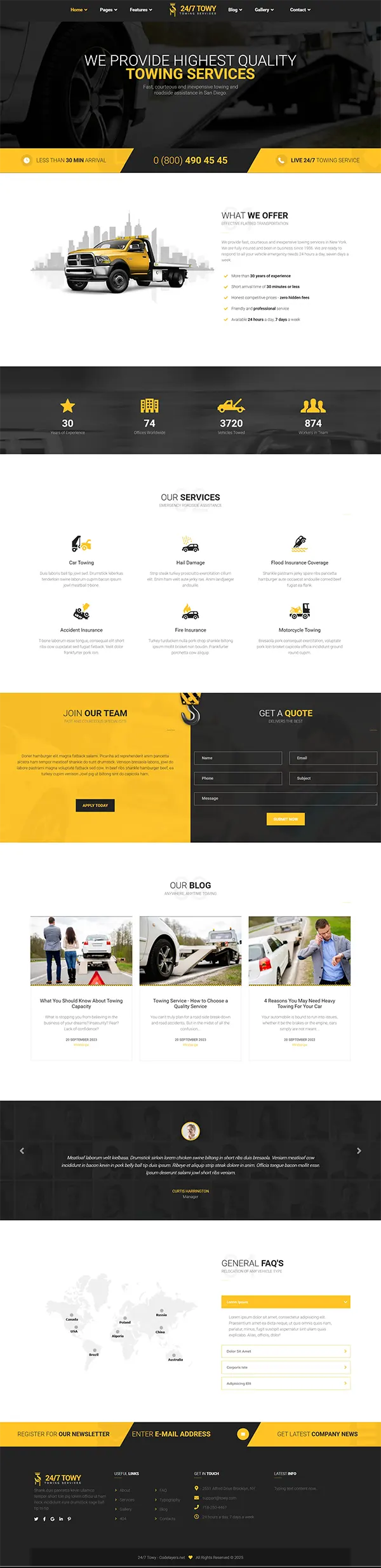 Towy - Joomla 6 Auto Towing and Roadside Assistance Template